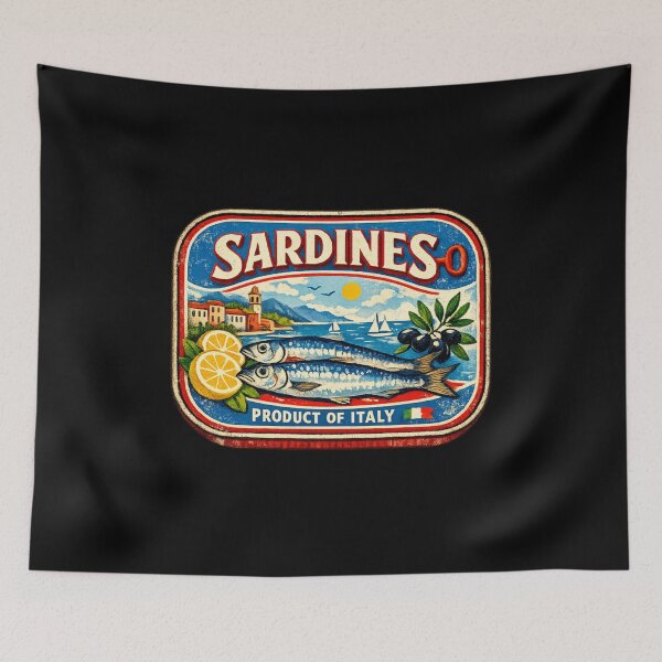 Item preview, Sardine Girl Summer Vintage Mediterranean Tin Retro Coastal Italian Riviera Design designed and sold by Artycom.