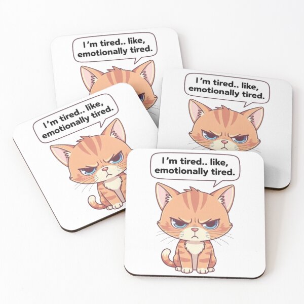Item preview, Emotionally Tired Cat Funny Meme designed and sold by Luna's World - Moody Vibes Studio.