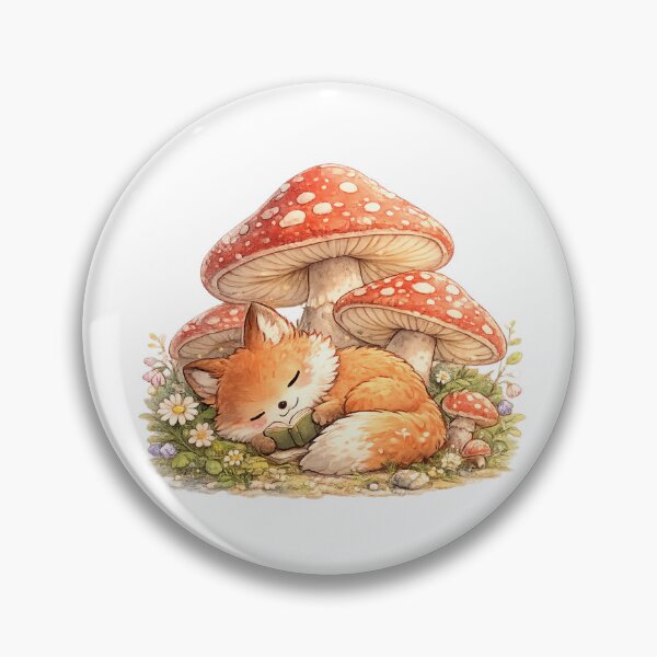Item preview, Cute Sleeping Fox Under Mushroom Art designed and sold by ajamzbox.