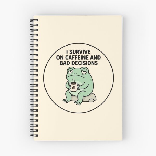 Item preview, I Survive on Caffeine and Bad Decisions Funny Frog Coffee Meme Design designed and sold by CreativeNest Prints.