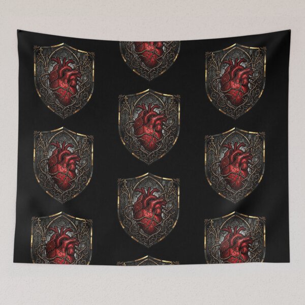 Item preview, Gothic Shield Anatomical Heart with Thorns Art designed and sold by David Mateo ArtWorks.
