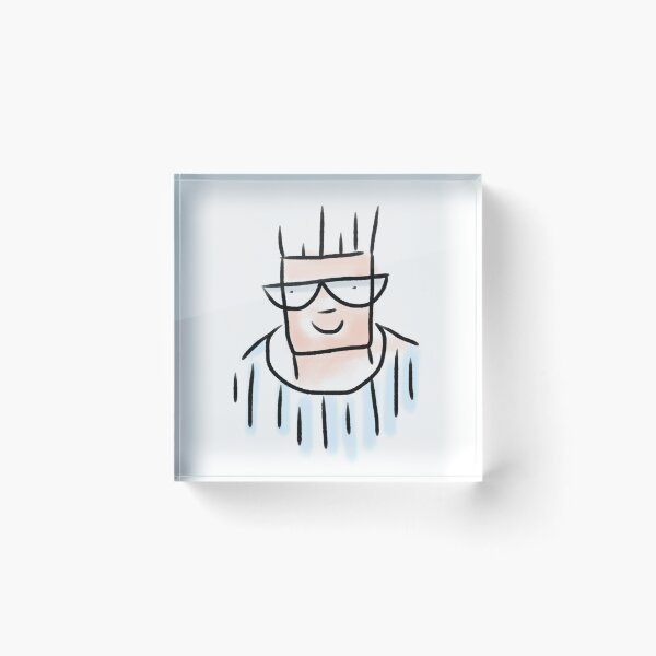Item preview, Unique people minimalist hand-drawn digital line portrait. Man wearing specs and a little smile on his face. Color Version. designed and sold by Wiggly Lines.