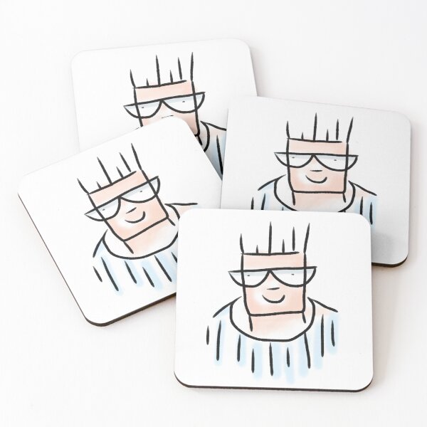 Item preview, Unique people minimalist hand-drawn digital line portrait. Man wearing specs and a little smile on his face. Color Version. designed and sold by Wiggly Lines.