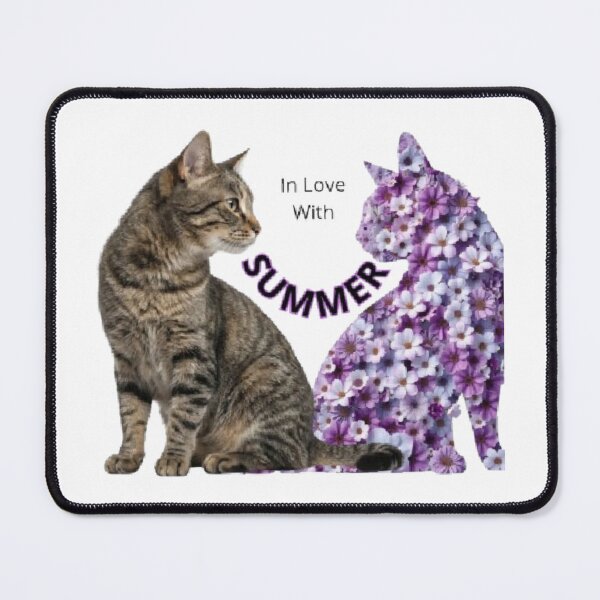 Item preview, In Love With Summer Cute Tabby Cat Purple Floral Silhouette designed and sold by hoodiehood.