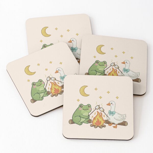Item preview, Frog and Goose Campfire, Cottagecore Camping, Cozy Forest Animal Gift, Nature Lover  designed and sold by Sprinkle12345.