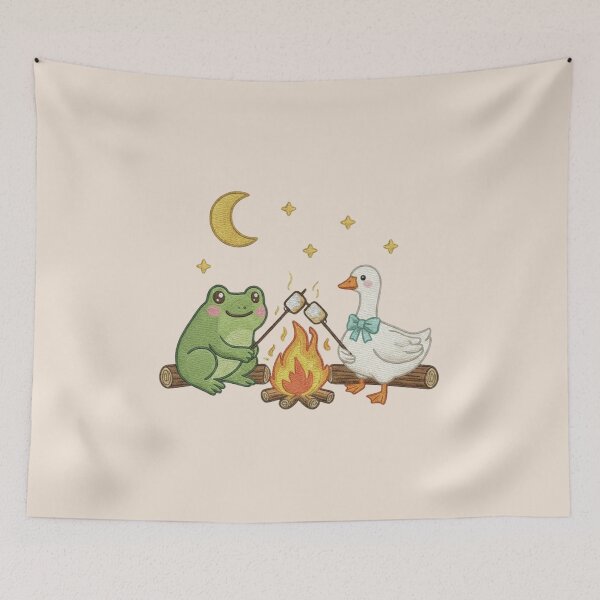 Item preview, Frog and Goose Campfire, Cottagecore Camping, Cozy Forest Animal Gift, Nature Lover  designed and sold by Sprinkle12345.