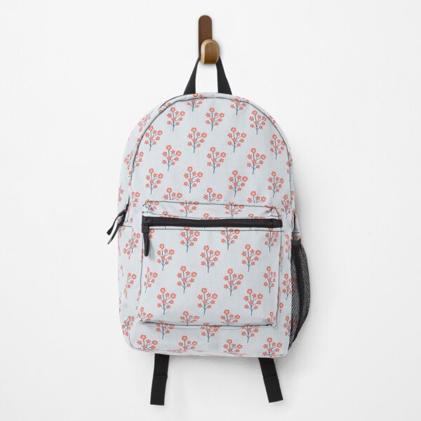 Item preview, Coral Blossom Sprigs on Misty Blue Pattern designed and sold by Kozee.