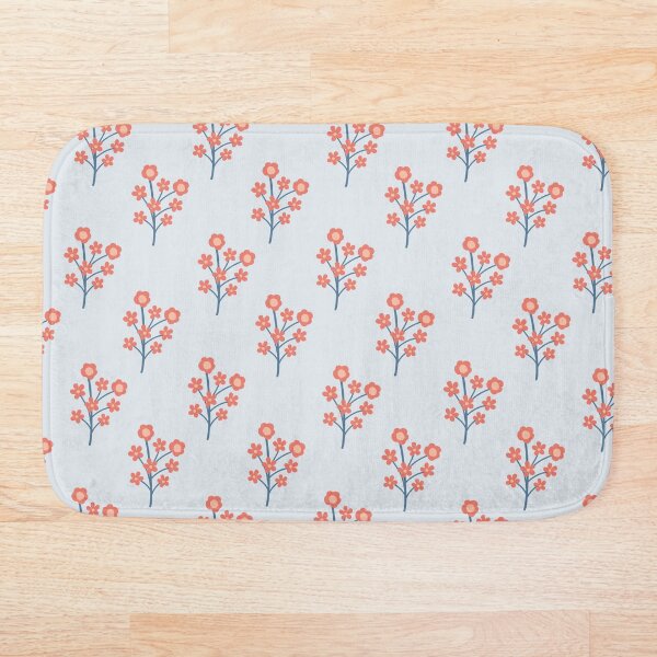 Item preview, Coral Blossom Sprigs on Misty Blue Pattern designed and sold by Kozee.