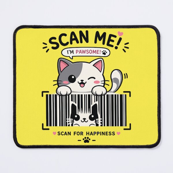Item preview, Scan Me I’m Pawsome Funny Cat Barcode Design designed and sold by     NovaCraft.