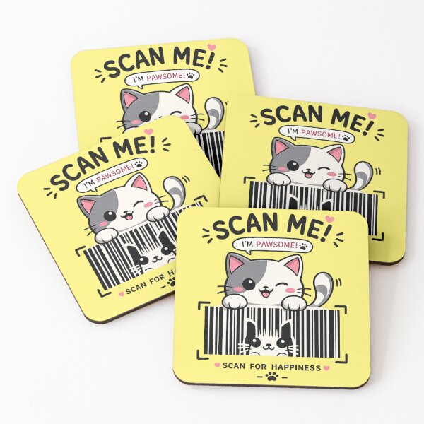 Item preview, Scan Me I’m Pawsome Funny Cat Barcode Design designed and sold by     NovaCraft.