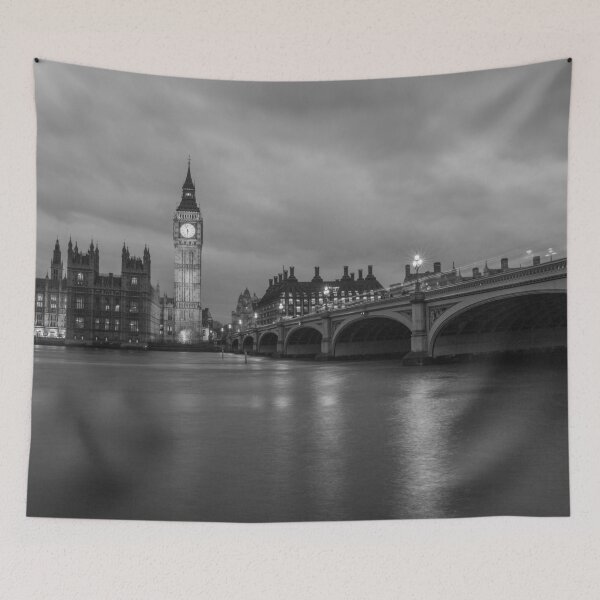 Item preview, Big Ben, London, Palace of Westminster, River Thames black and white photograph print designed and sold by Astrid Arkhangelsky.