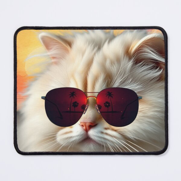 Item preview, White Persian Cat Wearing Sunglasses Summer Vibes Sunset Beach designed and sold by hoodiehood.
