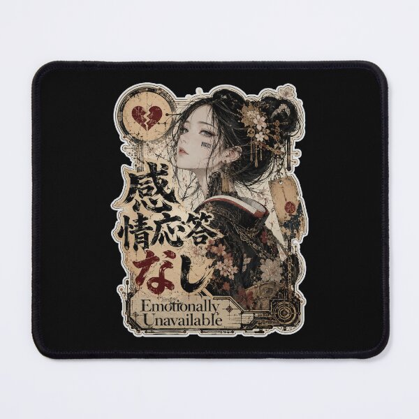 Item preview, Emotionally Unavailable Japanese Kanji Art (感情応答なし) - Dark Cyber Geisha Aesthetic designed and sold by Japan-kanji-ya.