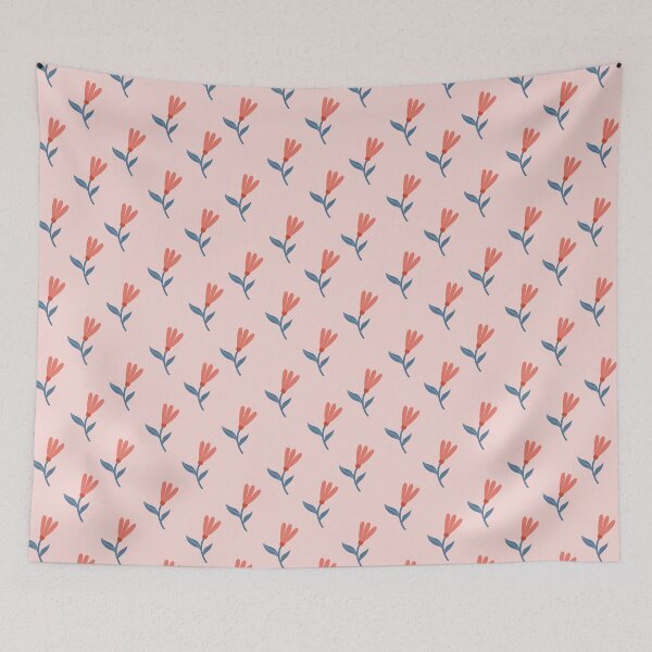 Item preview, Soft Coral Blooms and Blue Leaves Pattern designed and sold by Kozee.