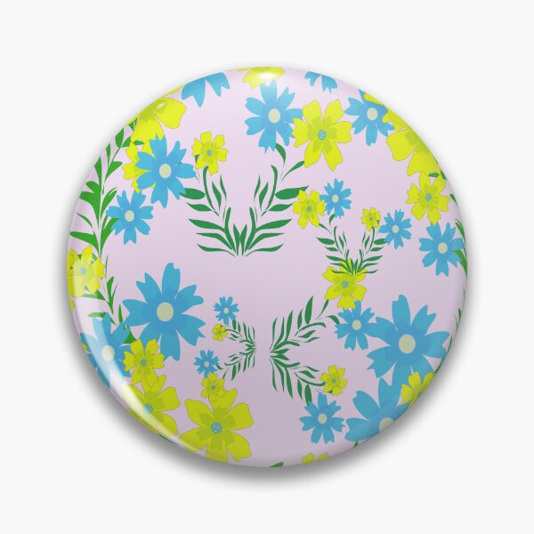 Item preview, Elegant Flower Wreath and Leaf Pattern Vector Design with Blue and Yellow Blossoms designed and sold by Ei-Ei.