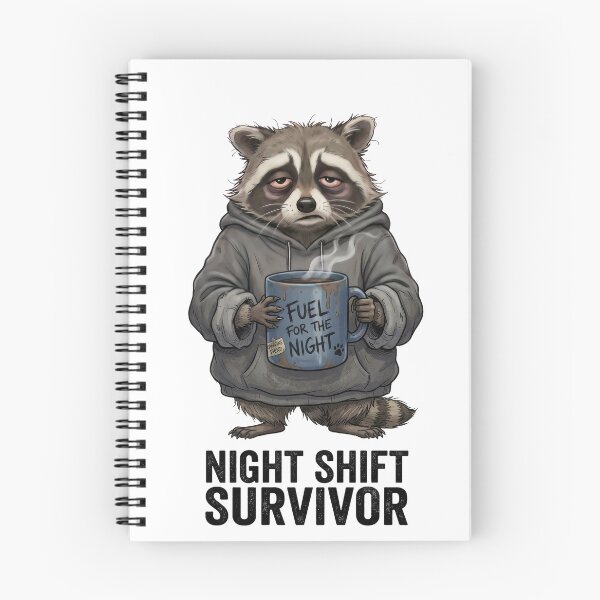 Item preview, Night Shift Survivor Funny Raccoon Coffee Lover Design designed and sold by PlumArtDesign.