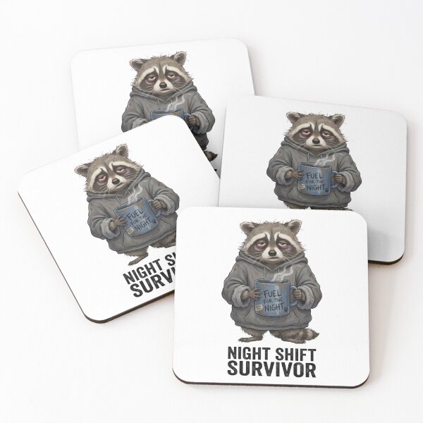 Item preview, Night Shift Survivor Funny Raccoon Coffee Lover Design designed and sold by PlumArtDesign.