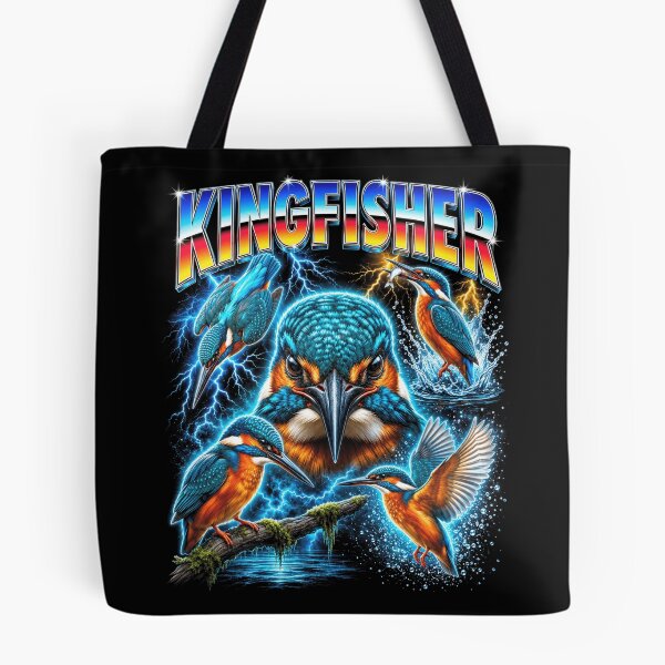 Item preview, Kingfisher Retro Wildlife Collage Art designed and sold by OceanBandwear.