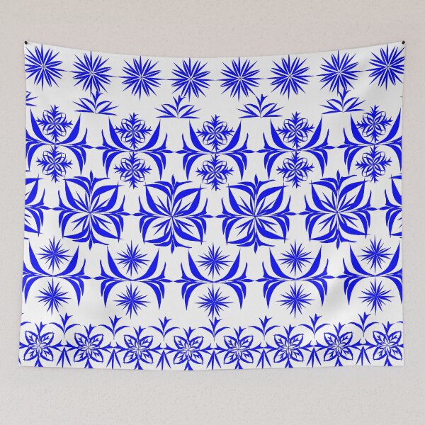 Item preview, Vintage Mediterranean Style Blue and White Floral Tile Seamless Pattern designed and sold by Ei-Ei.