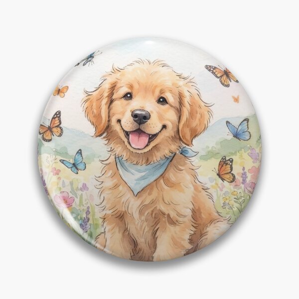 Item preview, Happy Golden Retriever Puppy in a Butterfly Meadow designed and sold by Unwrapfashion.