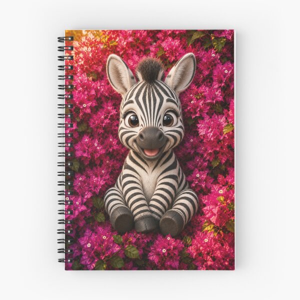 Item preview, Cute Baby Zebra in Pink Bougainvillea | Kawaii Animal Wall Art designed and sold by Rohan132.