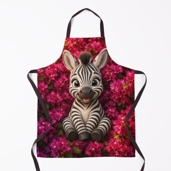 Item preview, Cute Baby Zebra in Pink Bougainvillea | Kawaii Animal Wall Art designed and sold by Pure Craft.