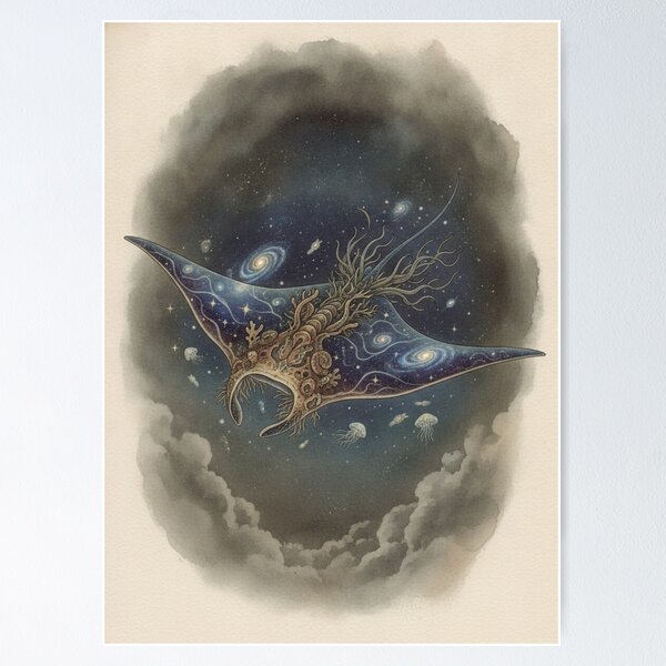 Item preview, Galactic Manta Ray | Deep Ocean Creature designed and sold by HeyHas.