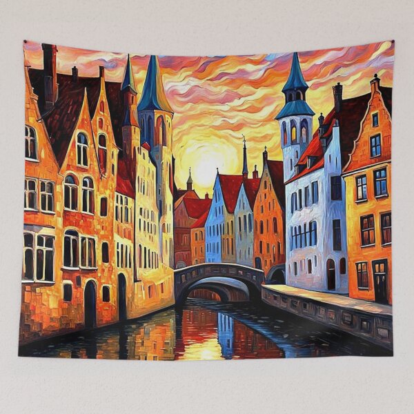 Item preview, Bruges at sunset designed and sold by George Hutton Hunter.