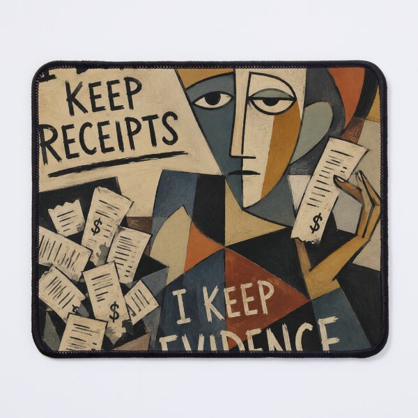 Item preview, I Keep Evidence – Abstract Receipt Meme | Cubist Humor T-Shirt designed and sold by Peace Frog SEA.