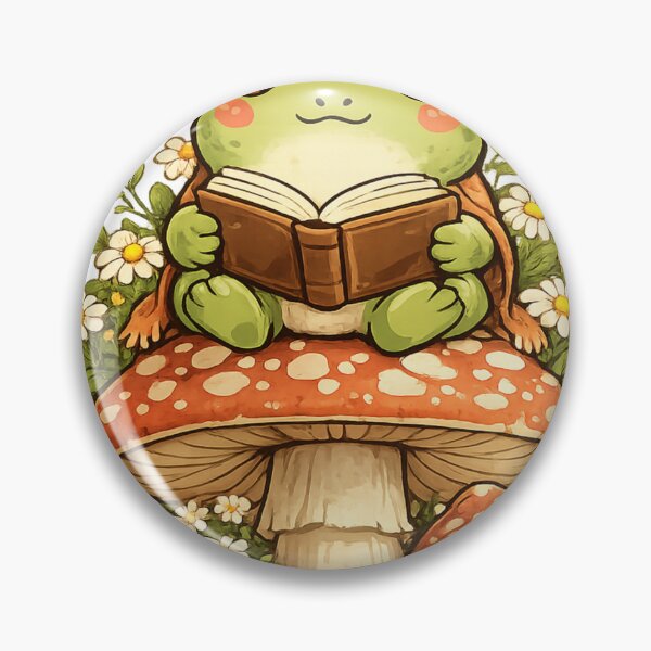 Item preview, Cute Frog Reading Book on Mushroom designed and sold by Bloomelle Studio.