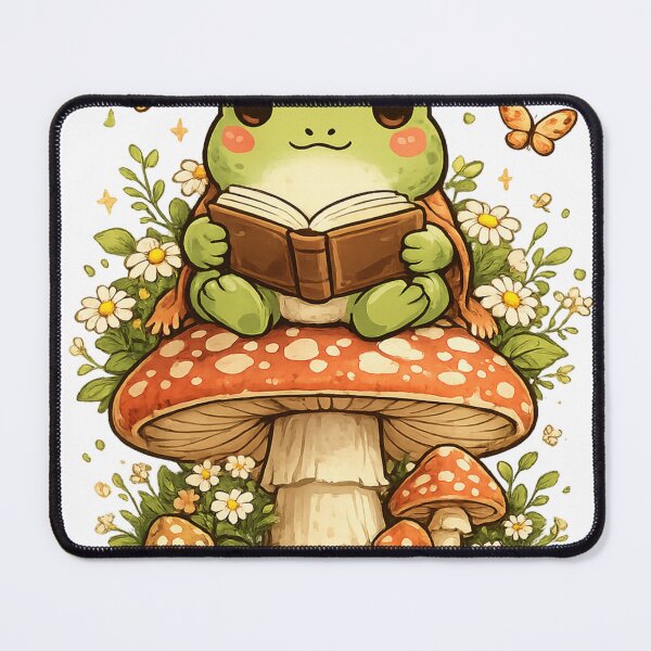 Item preview, Cute Frog Reading Book on Mushroom designed and sold by Bloomelle Studio.