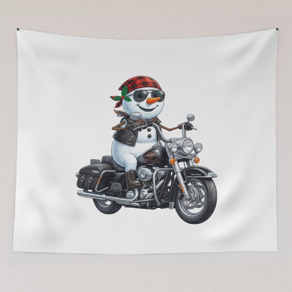 Item preview, Cool Snowman Riding a Classic Cruiser Motorcycle - Summer Vibe  Illustration designed and sold by VibranPalette.