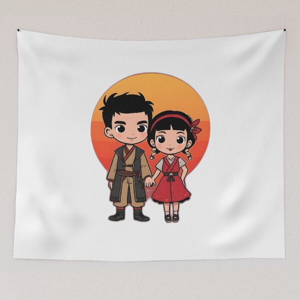 Item preview, Cute Chibi Couple Holding Hands Sticker | Kawaii Romantic Cartoon Love Design designed and sold by dreamz-world.