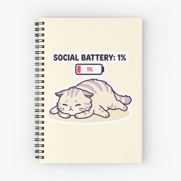 Item preview, Social Battery 1% Cute Sleepy Cat Exhausted Meme Sticker Design designed and sold by CreativeNest Prints.