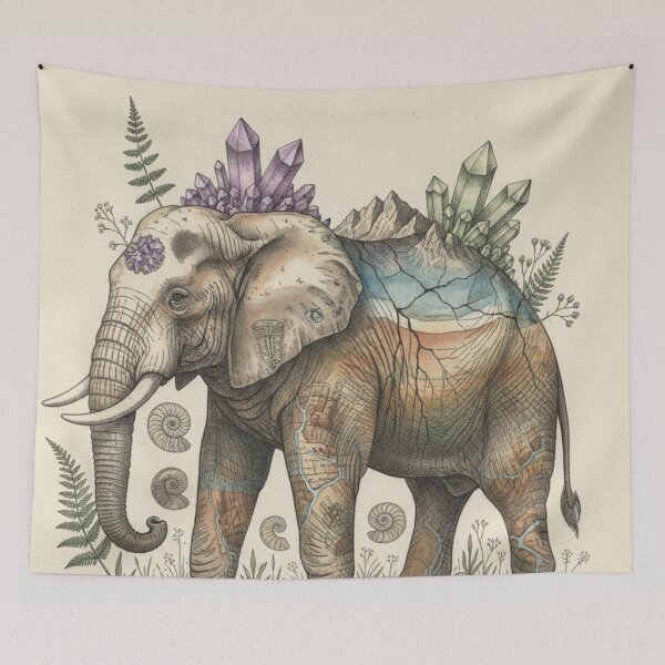 Item preview, Botanical Elephant | Natural Illustration with Flowers designed and sold by HeyHas.