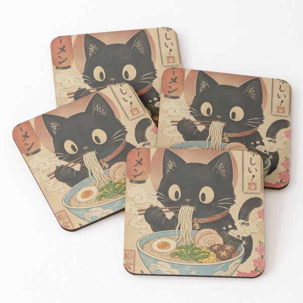 Item preview, Cute Ramen Cat, Kawaii Noodle Cat, Black Cat Eating Ramen, Cozy Japanese Food Cat, Funny Food Lover Gift designed and sold by Sprinkle12345.