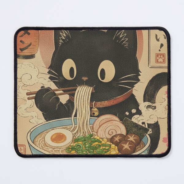 Item preview, Cute Ramen Cat, Kawaii Noodle Cat, Black Cat Eating Ramen, Cozy Japanese Food Cat, Funny Food Lover Gift designed and sold by Sprinkle12345.