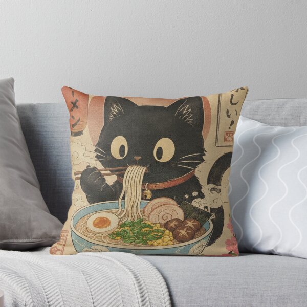 Item preview, Cute Ramen Cat, Kawaii Noodle Cat, Black Cat Eating Ramen, Cozy Japanese Food Cat, Funny Food Lover Gift designed and sold by Sprinkle12345.