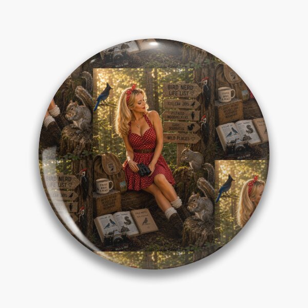 Item preview, Bird Nerd Pin-Up: Forest Friends designed and sold by Kimberly Palmer.
