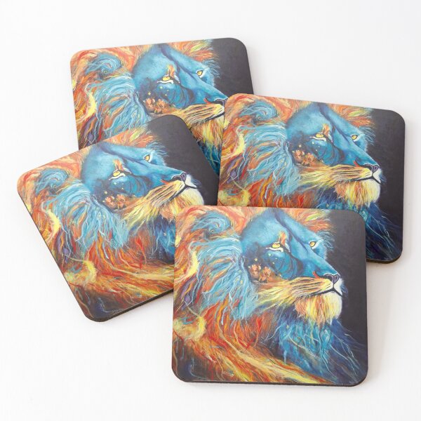 Item preview, Blue Fire Lion - Vibrant Abstract African Lion Painting designed and sold by Art by Riny.