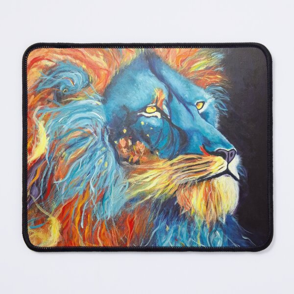 Item preview, Blue Fire Lion - Vibrant Abstract African Lion Painting designed and sold by Art by Riny.