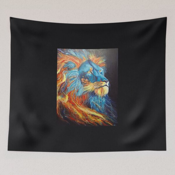 Item preview, Blue Fire Lion - Vibrant Abstract African Lion Painting designed and sold by Art by Riny.