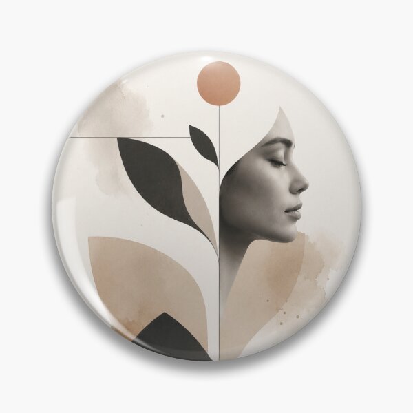 Artikelvorschau, Minimalist Woman Profile Geometric Leaf Terracotta Sun Wall Art Print entworfen und verkauft von Leogasup.
