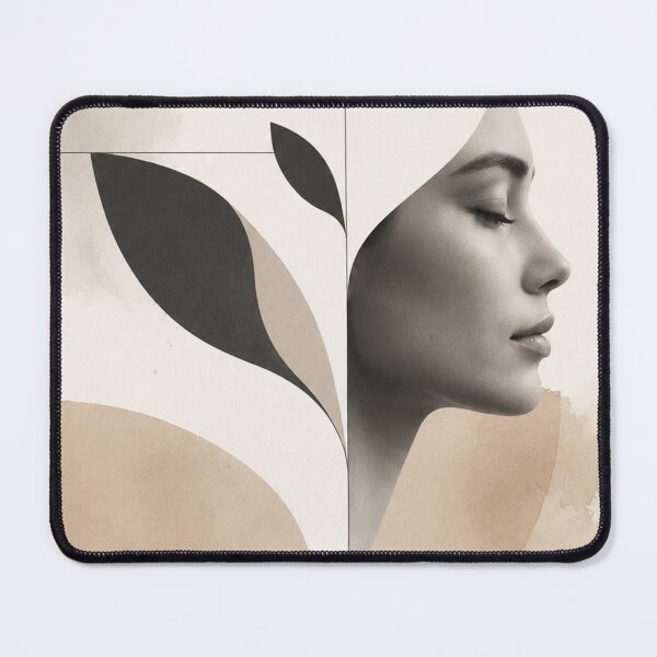 Item preview, Minimalist Woman Profile Geometric Leaf Terracotta Sun Wall Art Print designed and sold by Leogasup.