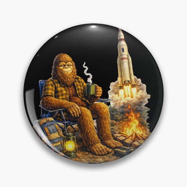 Item preview, Bigfoot Camping with NASA Rocket Launch - Funny Sasquatch Art designed and sold by FREENATION2026.