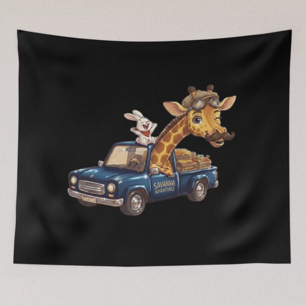 Item preview, Funny Giraffe and Rabbit Driving Blue Car Savanna Meme designed and sold by Fatomfatom.