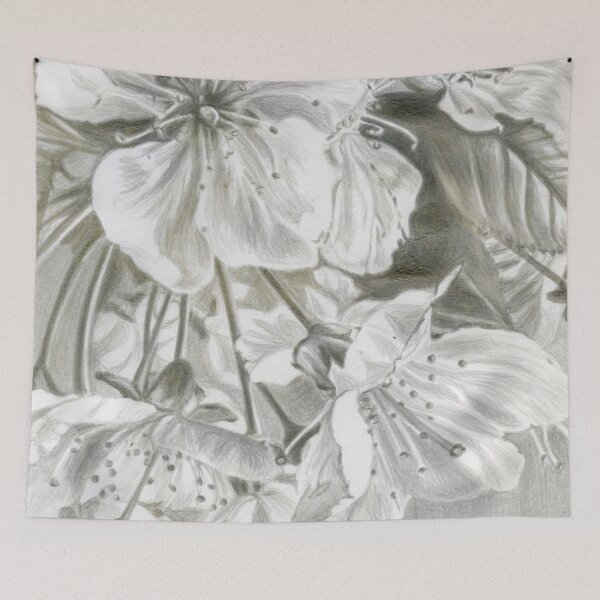 Item preview, Silverpoint Drawing of Wild Cherry Blossoms From Our Garden designed and sold by LymphomaLass.