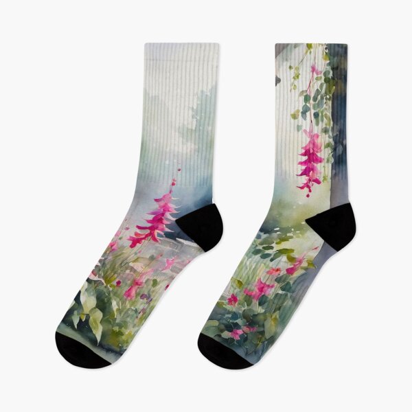 Item preview, Fuchsia 'Dark Eyes' in Wabi-Sabi Watercolor designed and sold by Helios Be. Lavsh.