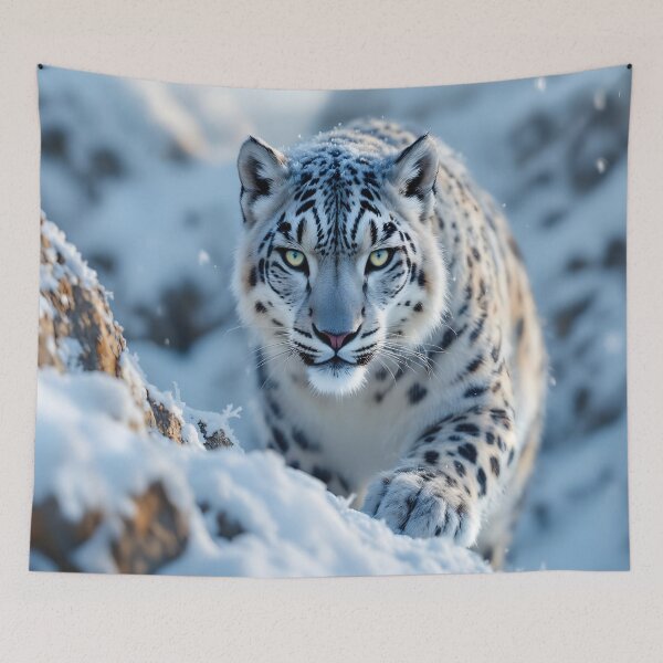 Item preview, Snow Leopard Portrait | Intense Wildlife Eyes Digital Art designed and sold by DreamyWallVibes.