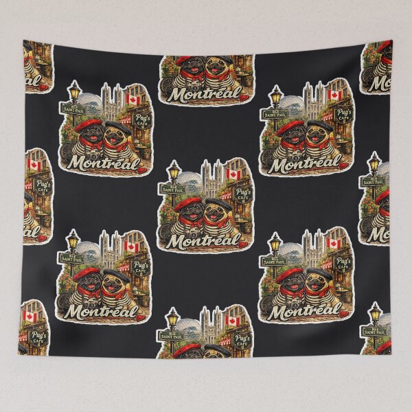 Item preview, Pugs in Montreal Quebec Canada OLD Montreal designed and sold by MargaritaGRL.
